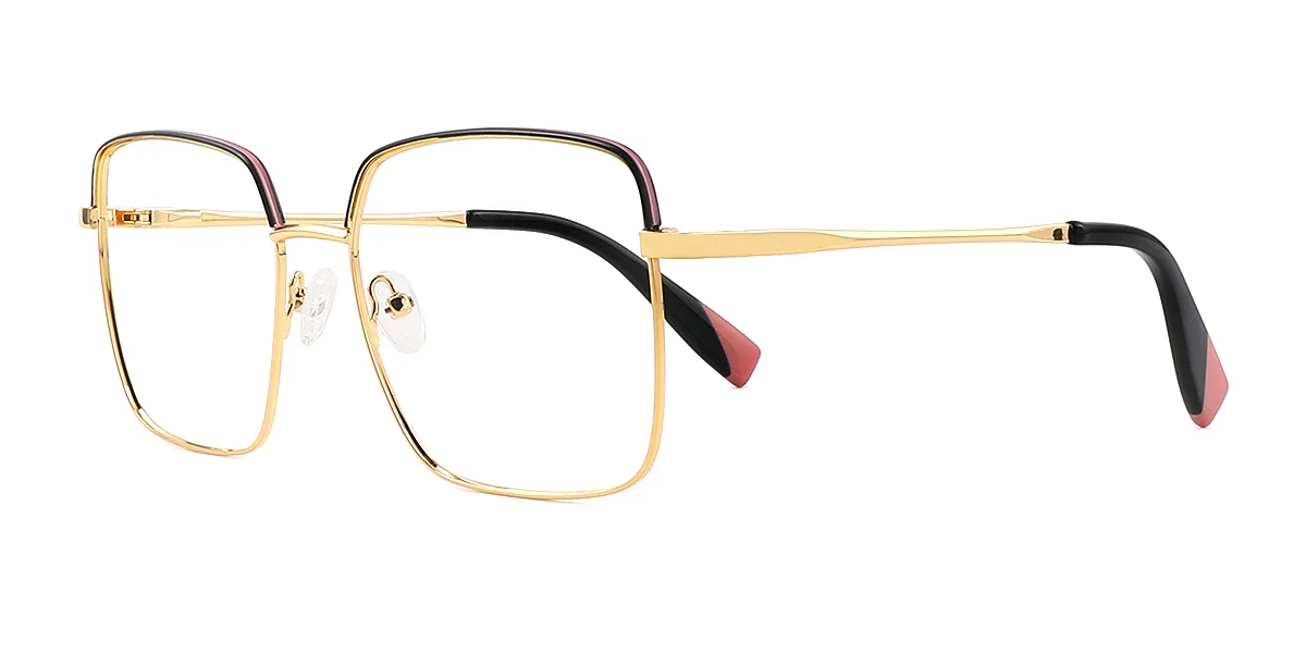 Black Rectangle Simple Classic Retro Spring Hinges Eyeglasses | WhereLight