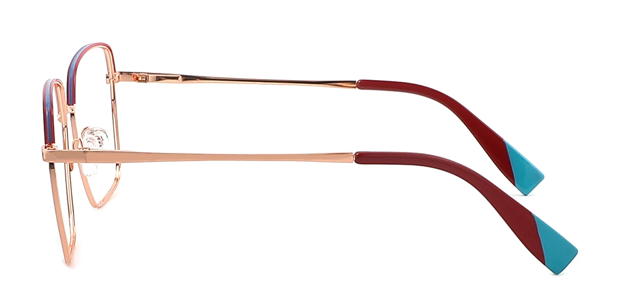 Red Rectangle Simple Classic Retro Spring Hinges Eyeglasses | WhereLight