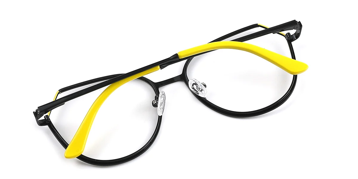 Black Geometric Simple Spring Hinges Custom Engraving Eyeglasses | WhereLight