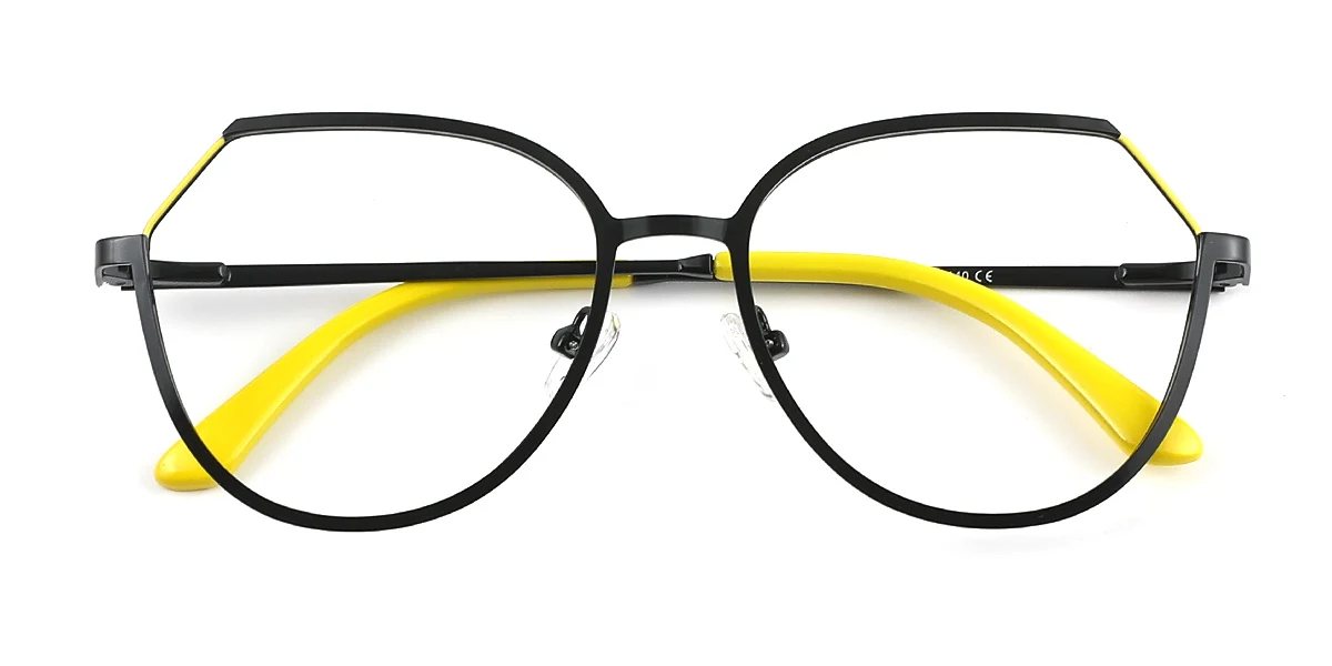 Black Geometric Simple Spring Hinges Custom Engraving Eyeglasses | WhereLight