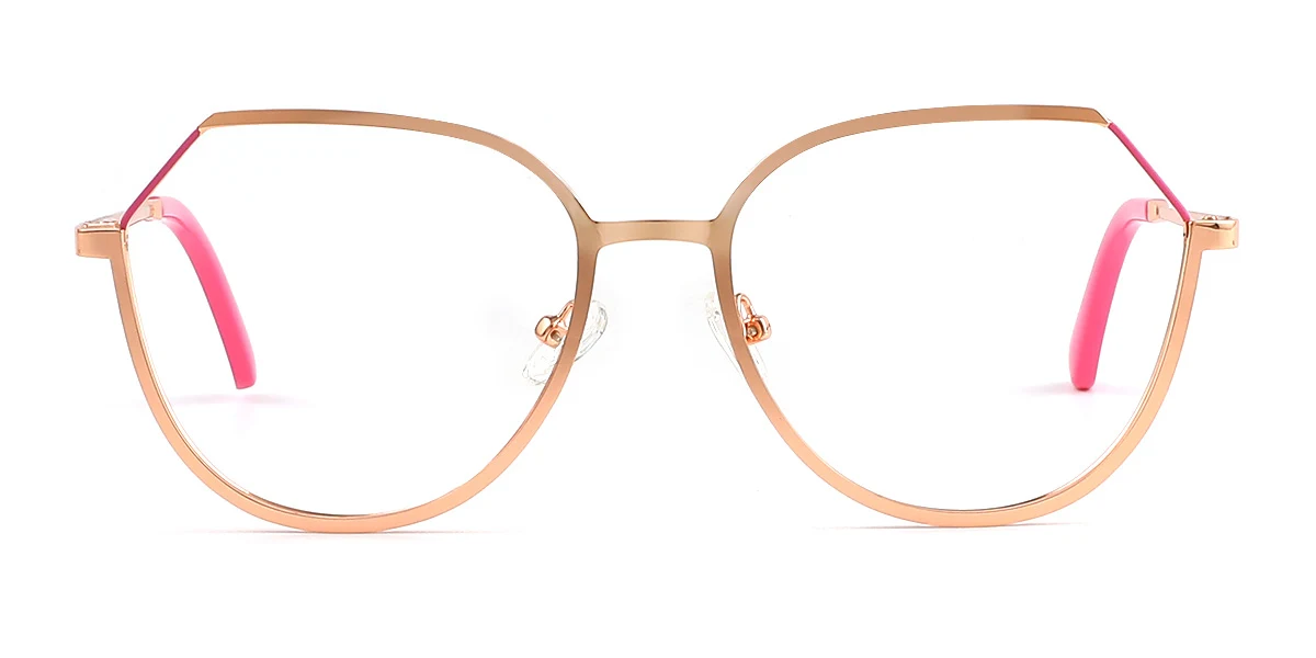 Gold Geometric Simple Spring Hinges Custom Engraving Eyeglasses | WhereLight