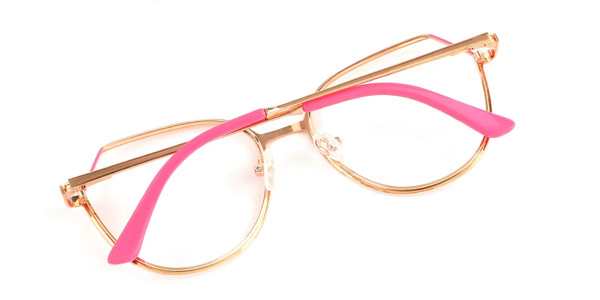 Gold Geometric Simple Spring Hinges Custom Engraving Eyeglasses | WhereLight