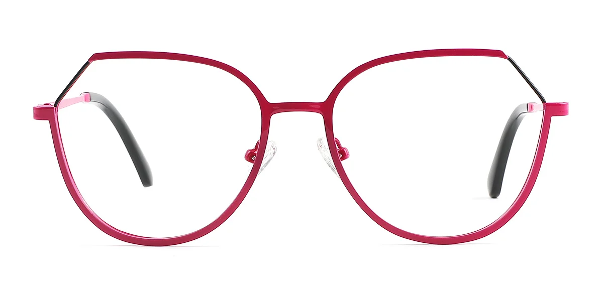 Red Geometric Simple Spring Hinges Custom Engraving Eyeglasses | WhereLight