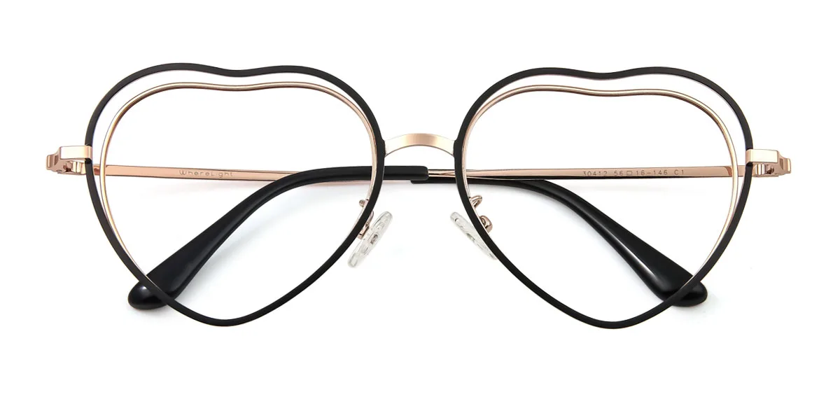 Black Heart Simple Gorgeous Super Light Eyeglasses | WhereLight