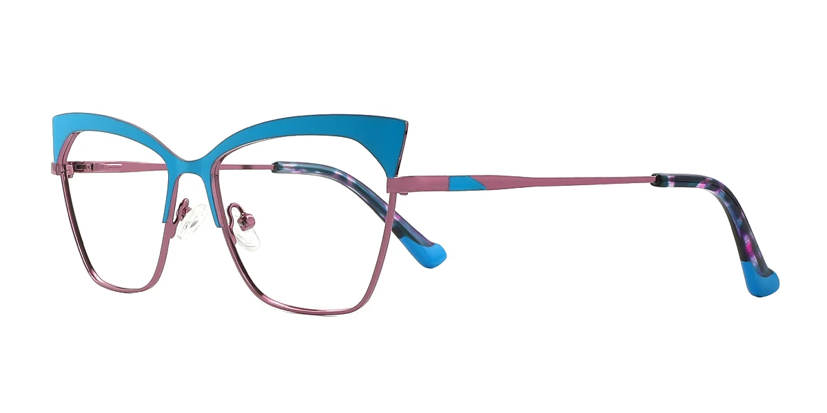 Blue Cateye Simple Classic Spring Hinges Eyeglasses | WhereLight