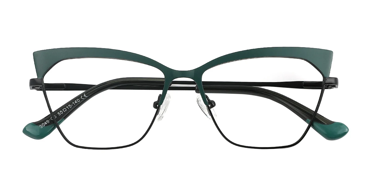 Green Cateye Simple Classic Spring Hinges Eyeglasses | WhereLight