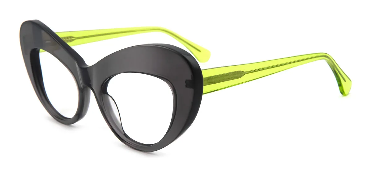 Grey Cateye Unique Spring Hinges Custom Engraving Eyeglasses | WhereLight