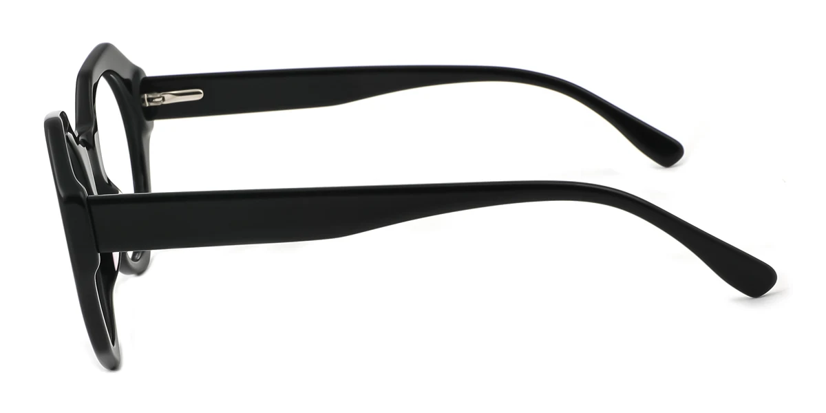 Black Round Geometric Retro Unique Gorgeous Floral Acetate Spring Hinges Custom Engraving Eyeglasses | WhereLight