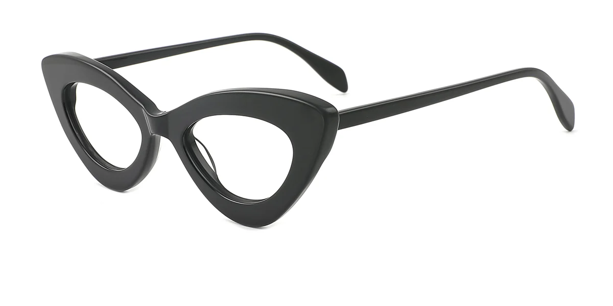 Black Cateye Classic Retro Unique Gorgeous Spring Hinges Custom Engraving Eyeglasses | WhereLight