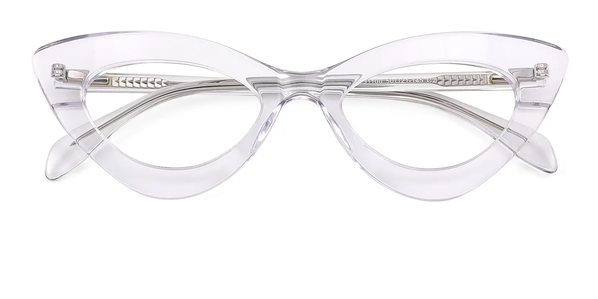Clear Cateye Classic Retro Unique Gorgeous Spring Hinges Custom Engraving Eyeglasses | WhereLight