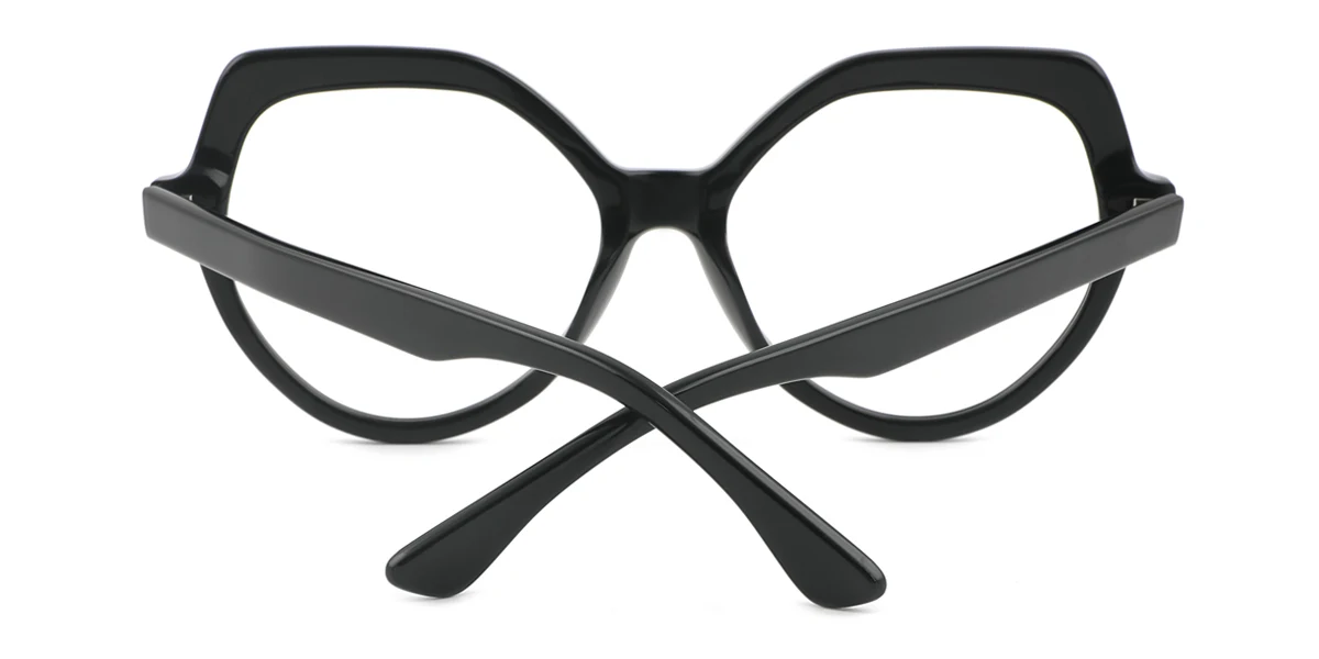 Black Cateye Irregular Retro Unique Gorgeous Spring Hinges Custom Engraving Eyeglasses | WhereLight