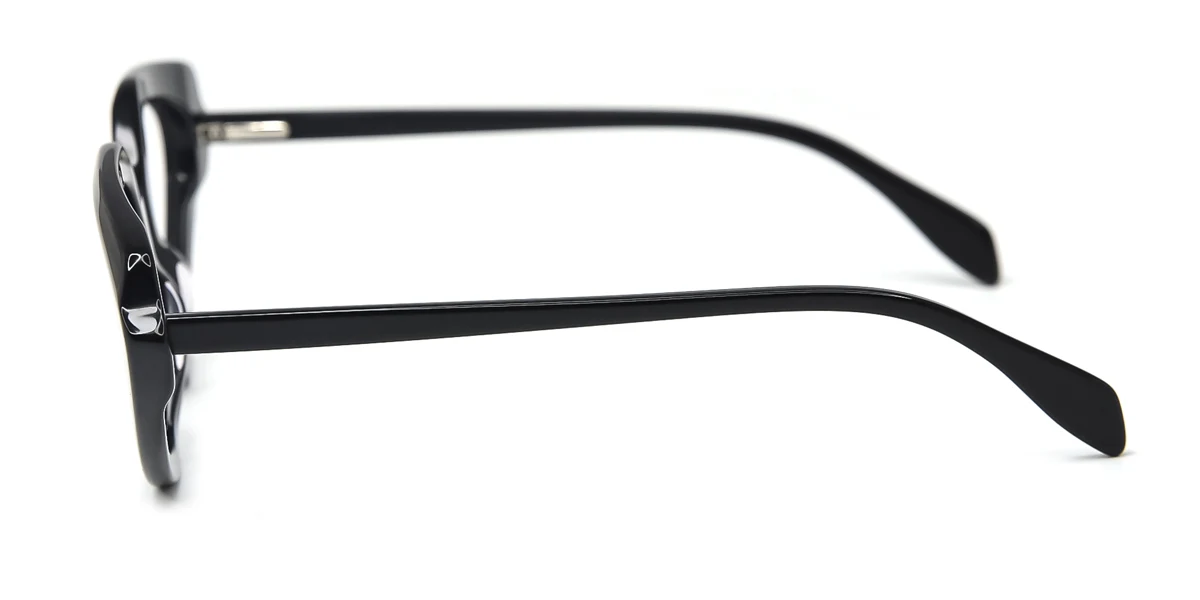 Black Cateye Irregular Classic Unique Gorgeous Spring Hinges Custom Engraving Eyeglasses | WhereLight