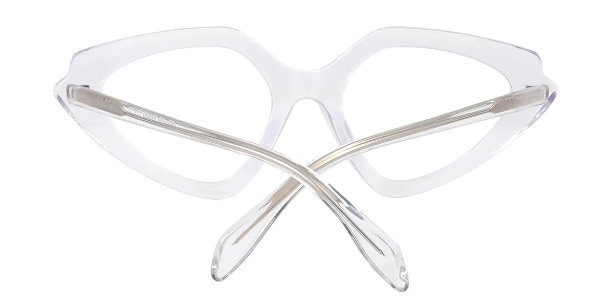 Clear Cateye Irregular Classic Unique Gorgeous Spring Hinges Custom Engraving Eyeglasses | WhereLight