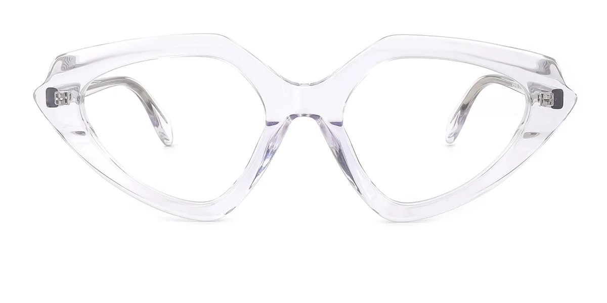 Clear Cateye Irregular Classic Unique Gorgeous Spring Hinges Custom Engraving Eyeglasses | WhereLight