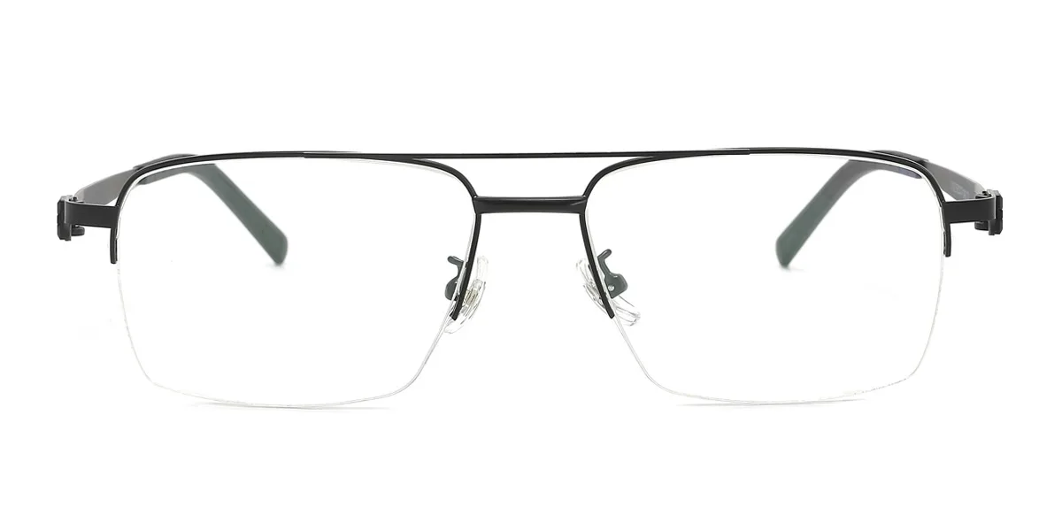 Black Rectangle Aviator Simple  Eyeglasses | WhereLight