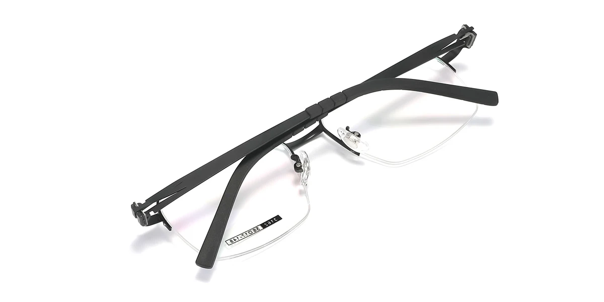 Black Rectangle Aviator Simple  Eyeglasses | WhereLight