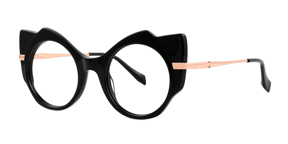 Black Irregular Unique Spring Hinges Custom Engraving Eyeglasses | WhereLight