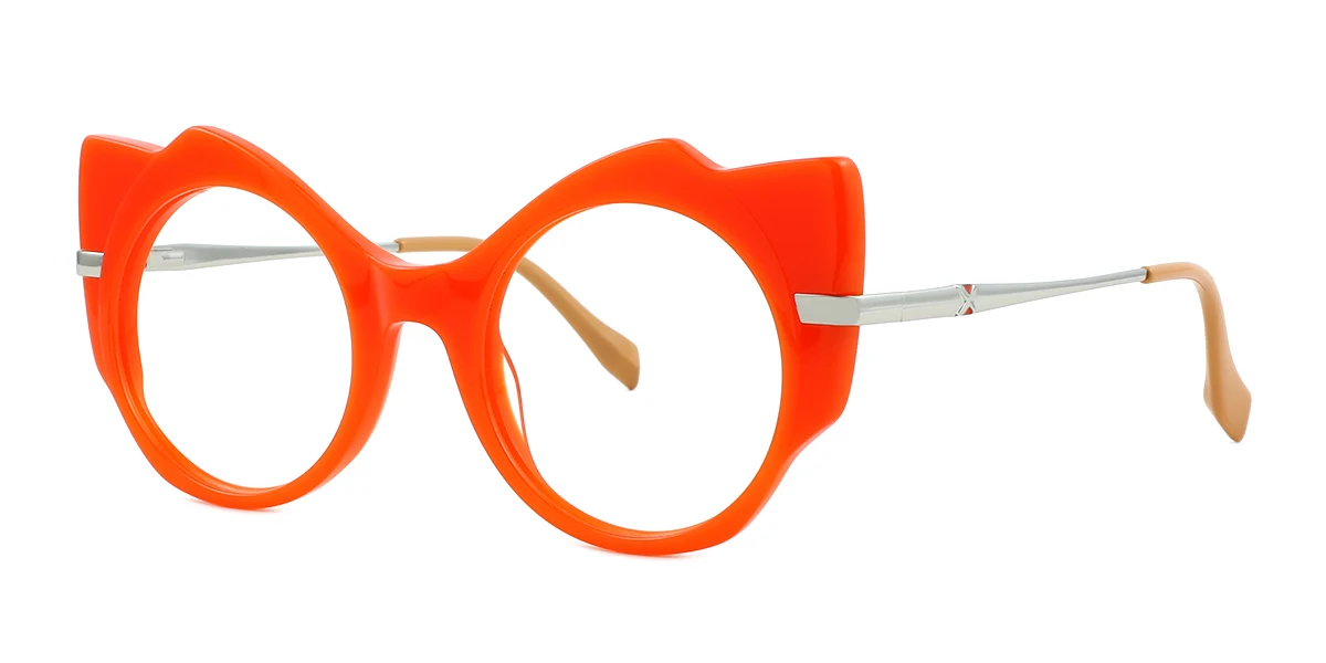 Orange Irregular Unique Spring Hinges Custom Engraving Eyeglasses | WhereLight