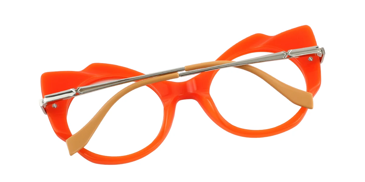 Orange Irregular Unique Spring Hinges Custom Engraving Eyeglasses | WhereLight