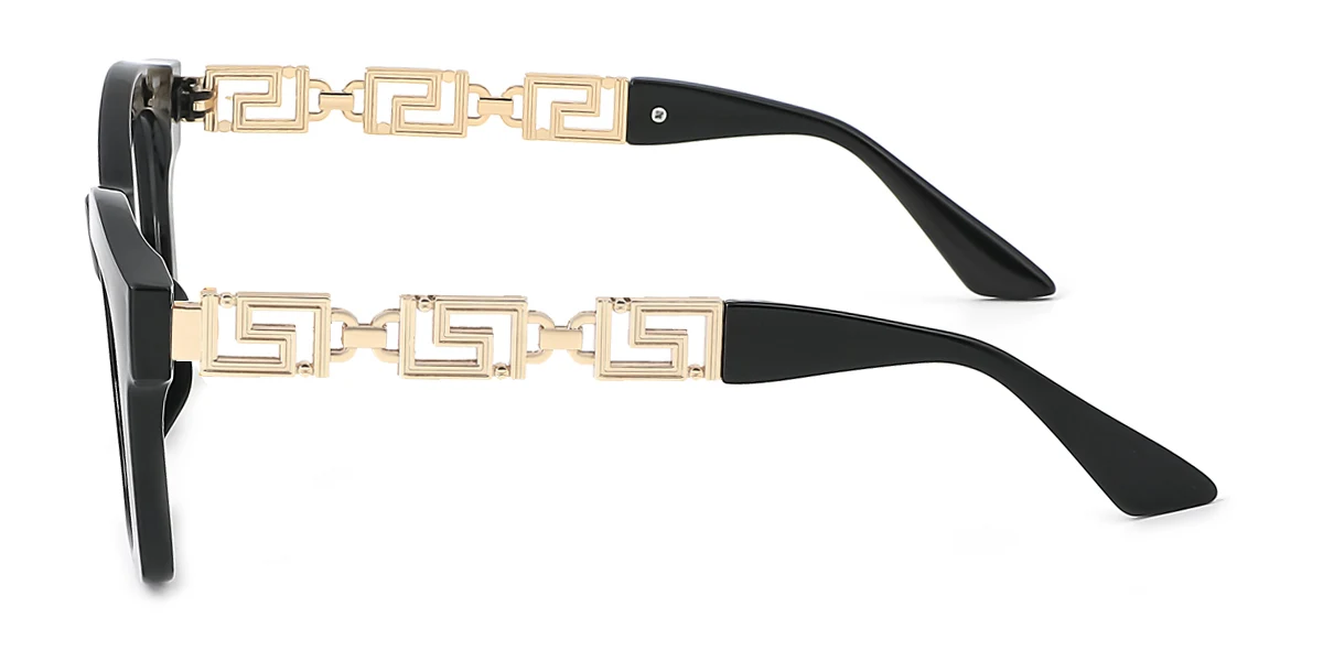 Black Geometric Irregular Retro Unique Custom Engraving Eyeglasses | WhereLight