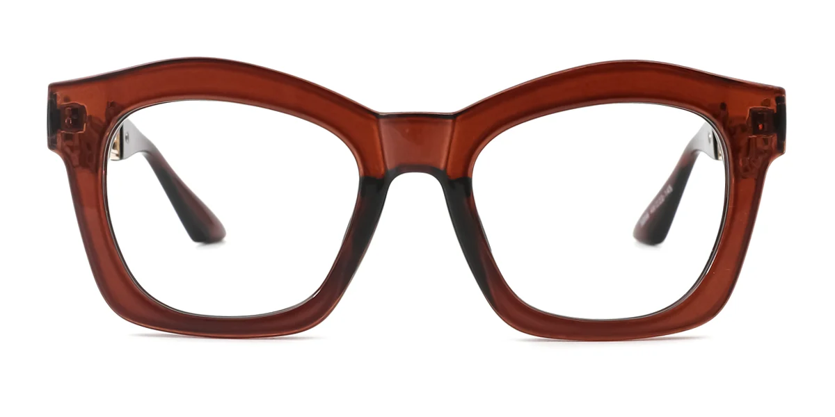 Brown Geometric Irregular Retro Unique Custom Engraving Eyeglasses | WhereLight