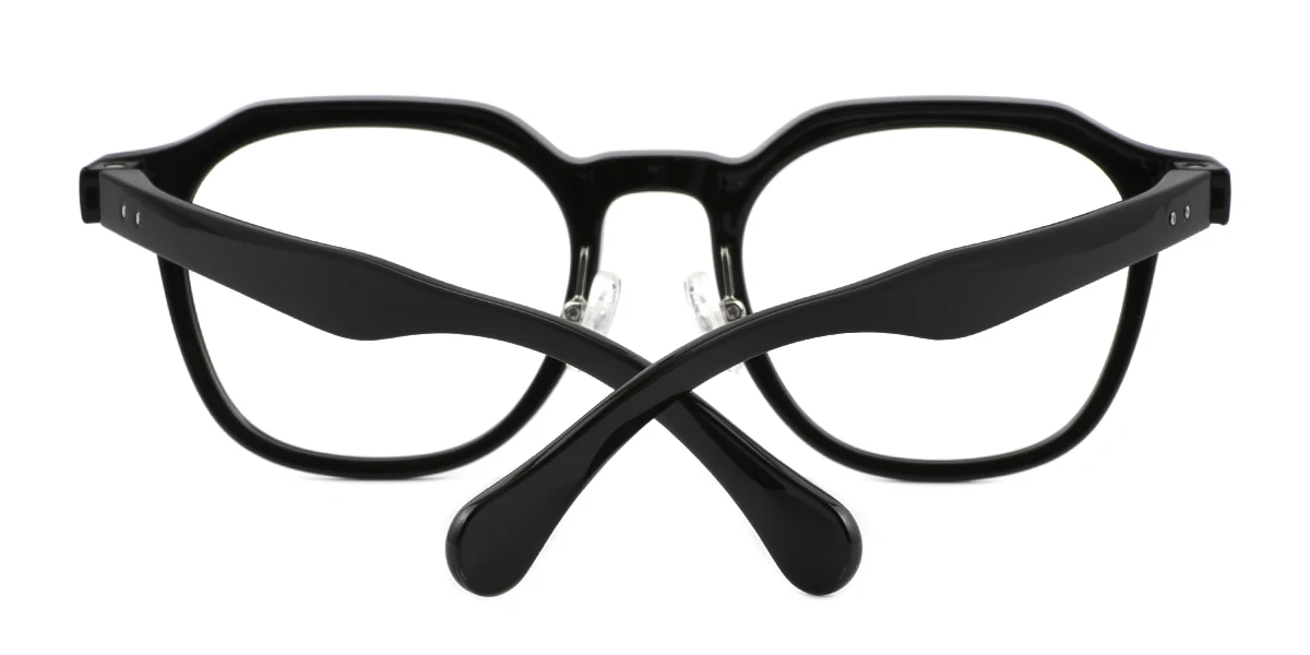 Black Irregular Simple Classic Custom Engraving Eyeglasses | WhereLight