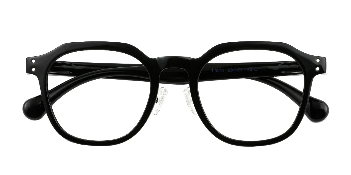 Black Irregular Simple Classic Custom Engraving Eyeglasses | WhereLight