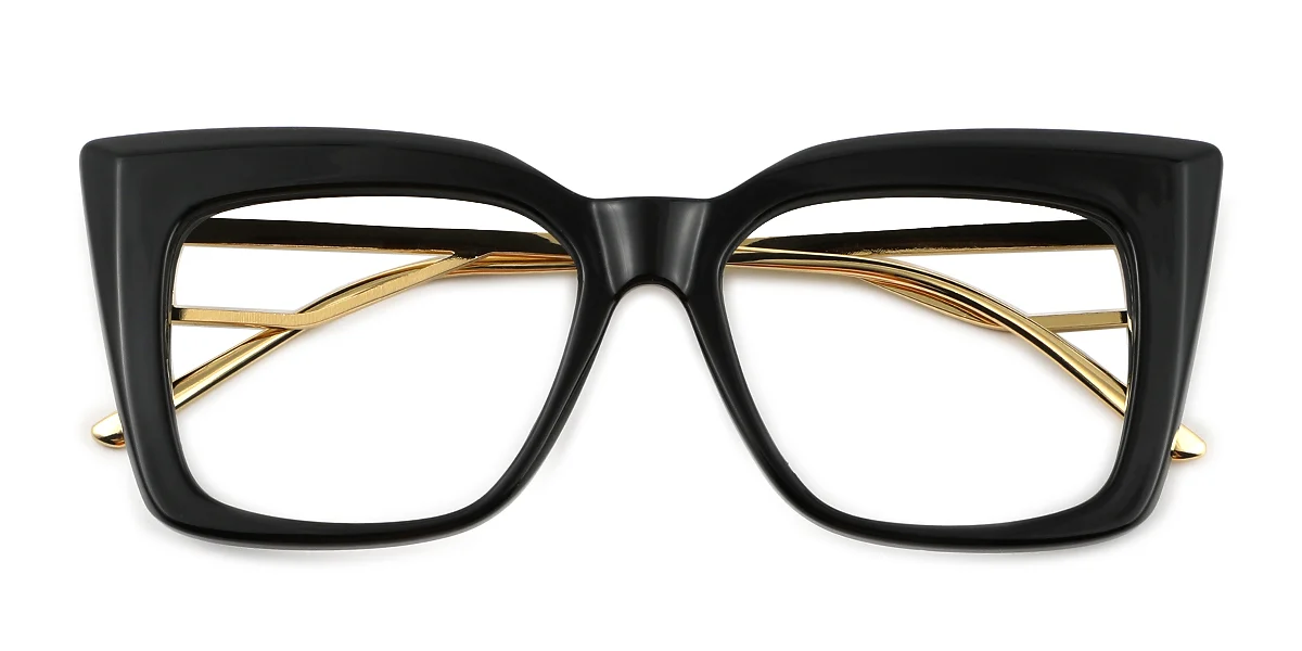 Black Rectangle Simple  Eyeglasses | WhereLight