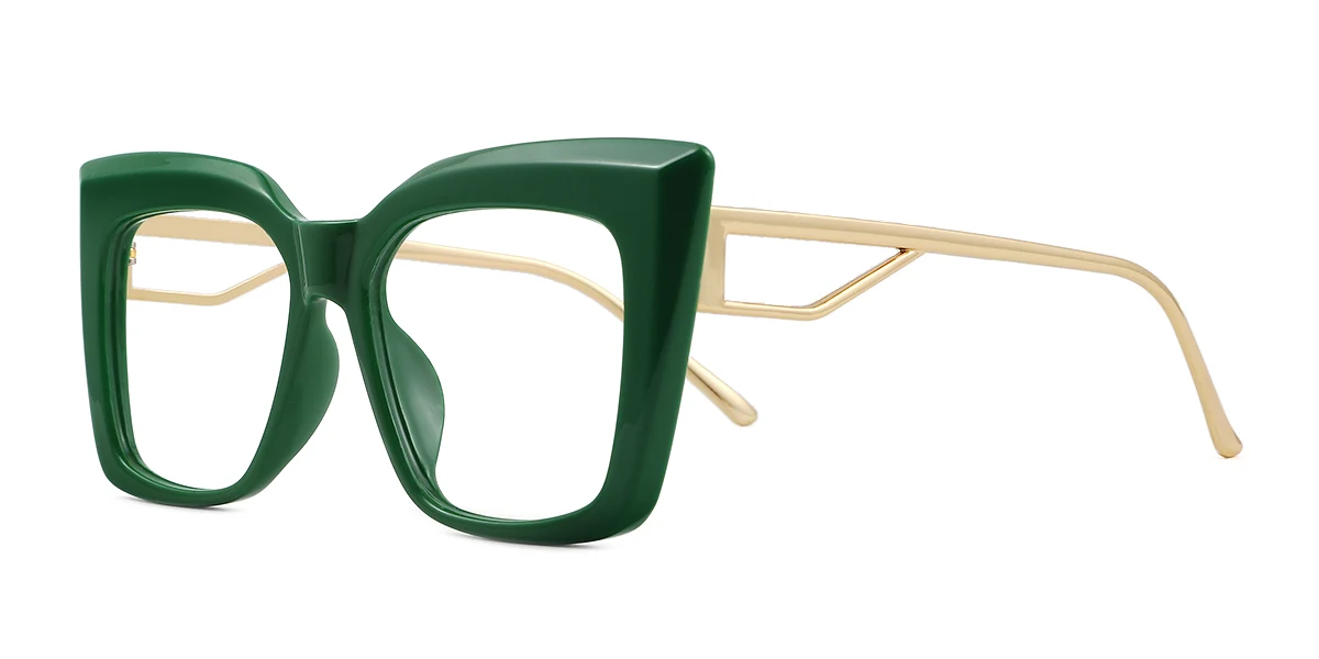 Green Rectangle Simple  Eyeglasses | WhereLight