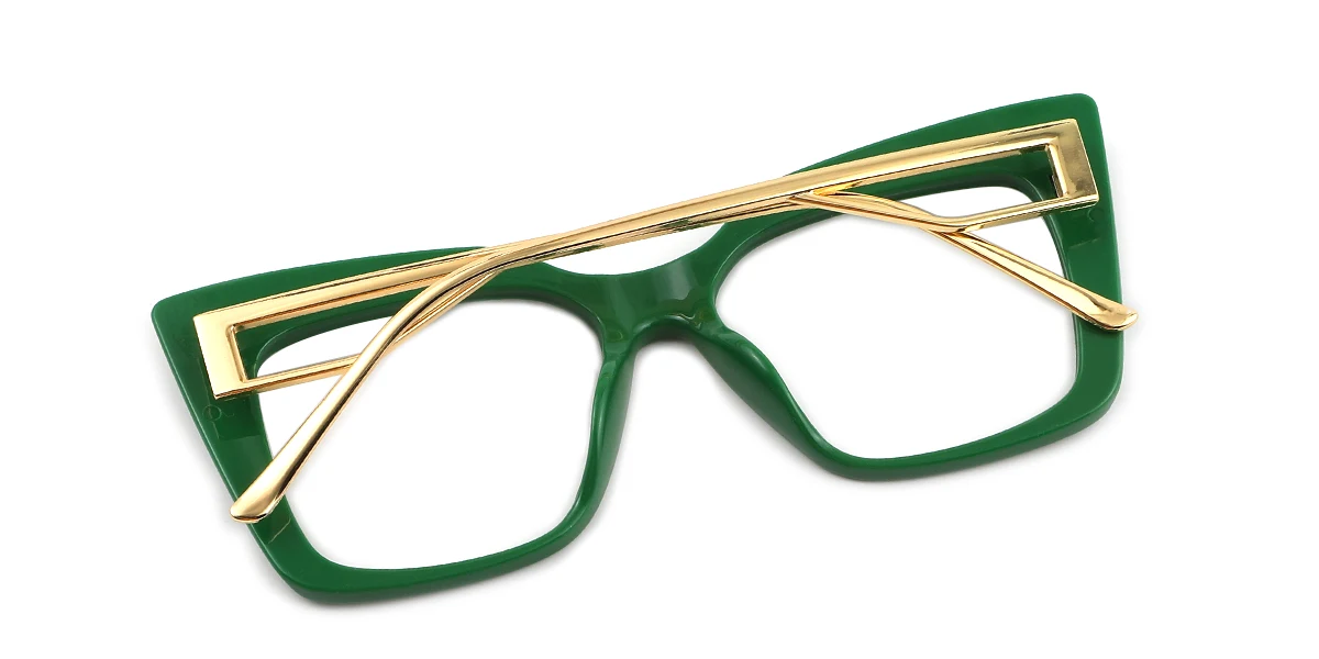 Green Rectangle Simple  Eyeglasses | WhereLight