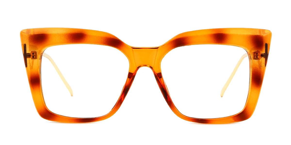 Orange Rectangle Simple  Eyeglasses | WhereLight