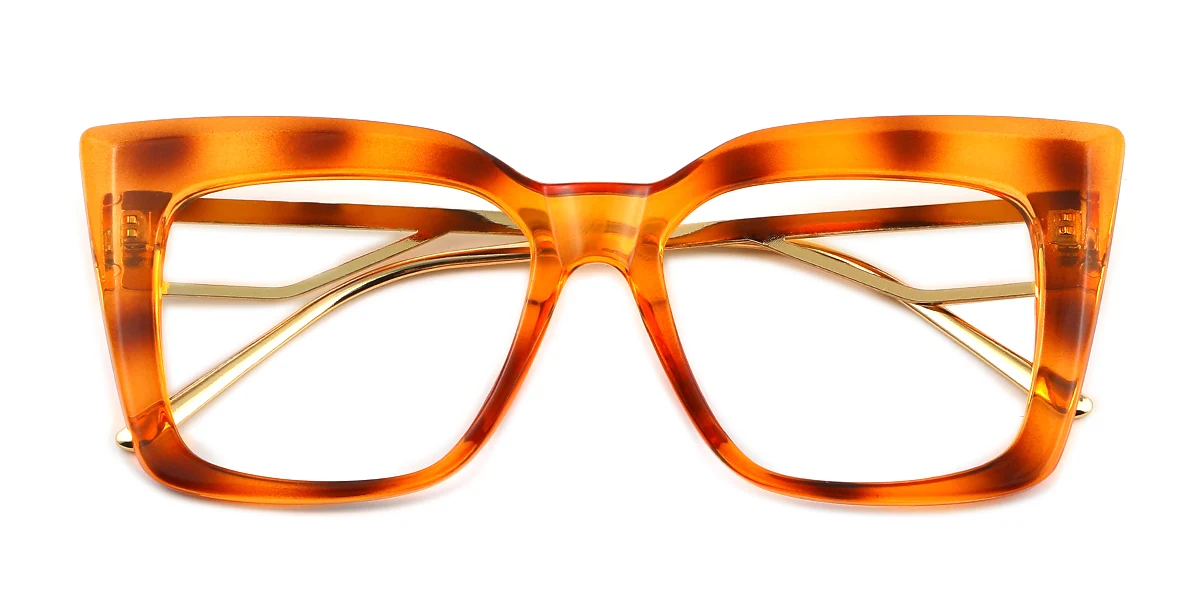 Orange Rectangle Simple  Eyeglasses | WhereLight