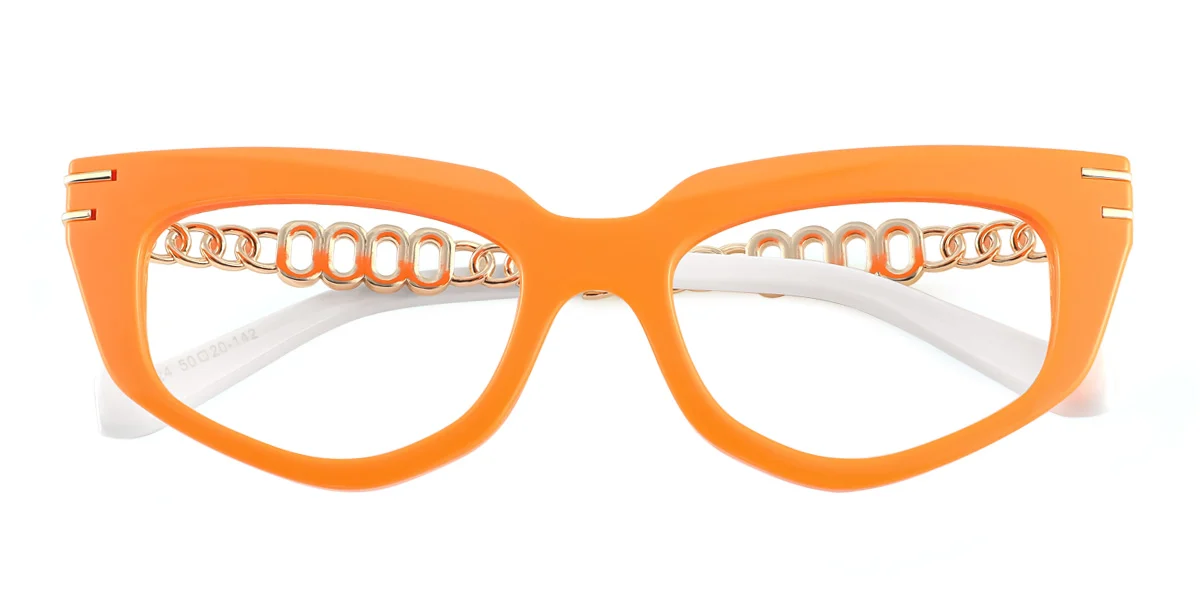 Orange Cateye Gorgeous Custom Engraving Eyeglasses | WhereLight
