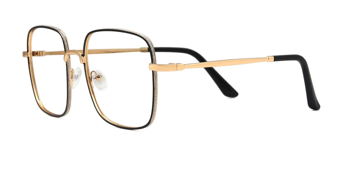 Black Rectangle Simple Classic Retro Custom Engraving Eyeglasses | WhereLight