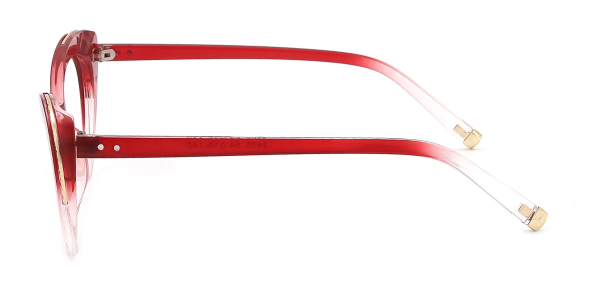 Red Cateye Oval Simple Classic Gorgeous Spring Hinges Custom Engraving Eyeglasses | WhereLight