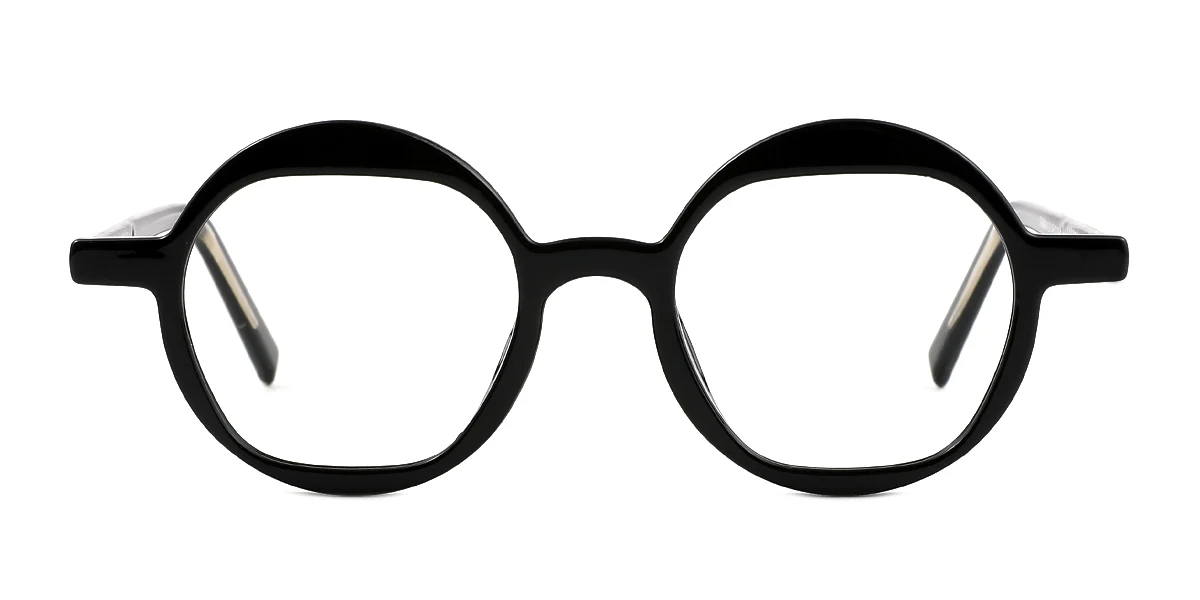Black Round Classic Retro Custom Engraving Eyeglasses | WhereLight