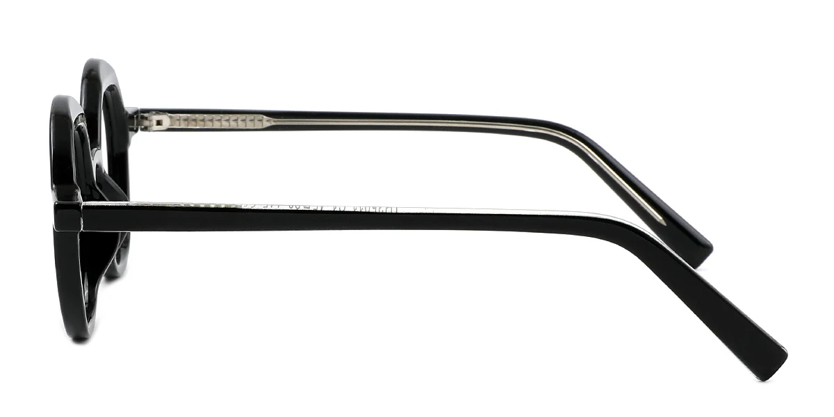 Black Round Classic Retro Custom Engraving Eyeglasses | WhereLight