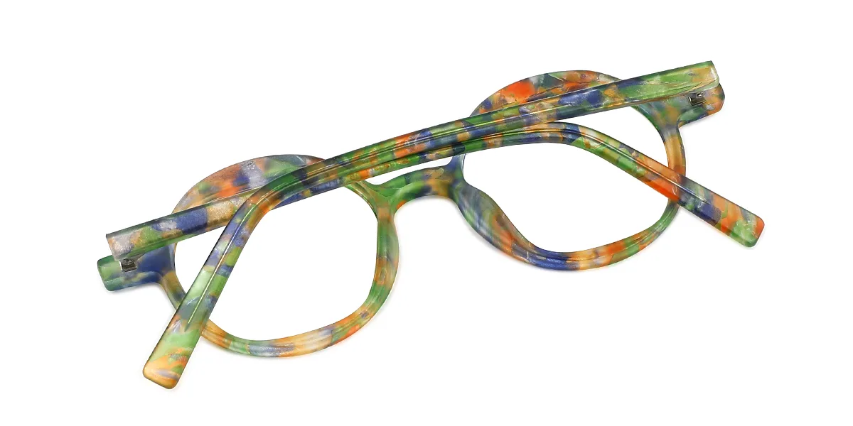 Green Round Classic Retro Custom Engraving Eyeglasses | WhereLight