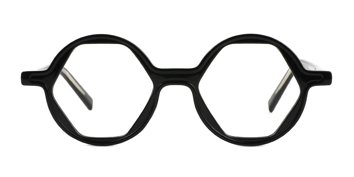 Black Geometric Simple Retro Custom Engraving Eyeglasses | WhereLight