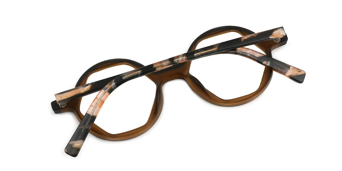 Brown Geometric Simple Retro Custom Engraving Eyeglasses | WhereLight