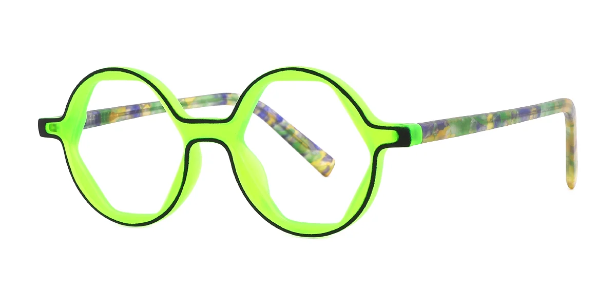 Green Geometric Simple Retro Custom Engraving Eyeglasses | WhereLight