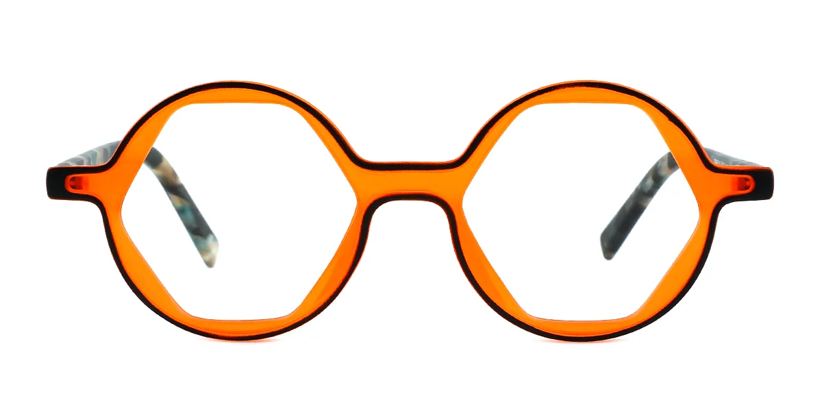 Orange Geometric Simple Retro Custom Engraving Eyeglasses | WhereLight