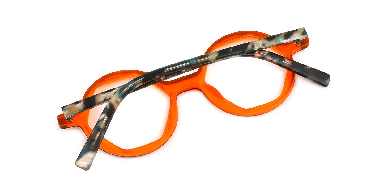 Orange Geometric Simple Retro Custom Engraving Eyeglasses | WhereLight