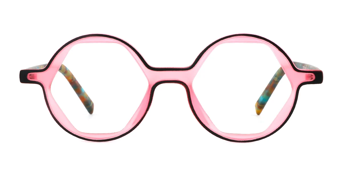 Pink Geometric Simple Retro Custom Engraving Eyeglasses | WhereLight