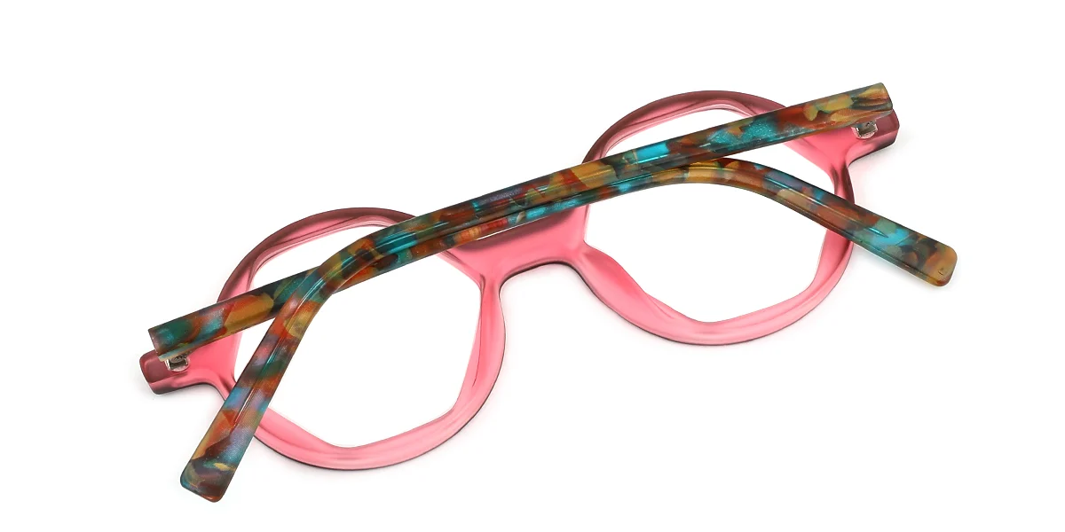 Pink Geometric Simple Retro Custom Engraving Eyeglasses | WhereLight