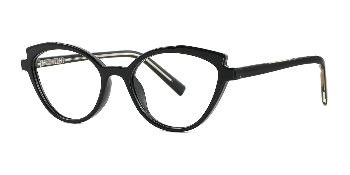Black Cateye Irregular Simple Retro  Eyeglasses | WhereLight