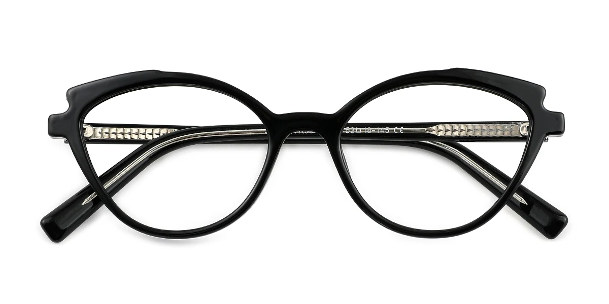 Black Cateye Irregular Simple Retro  Eyeglasses | WhereLight
