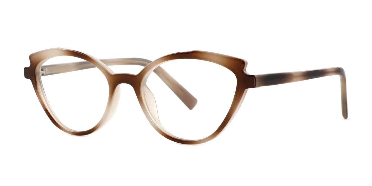 Brown Cateye Irregular Simple Retro  Eyeglasses | WhereLight