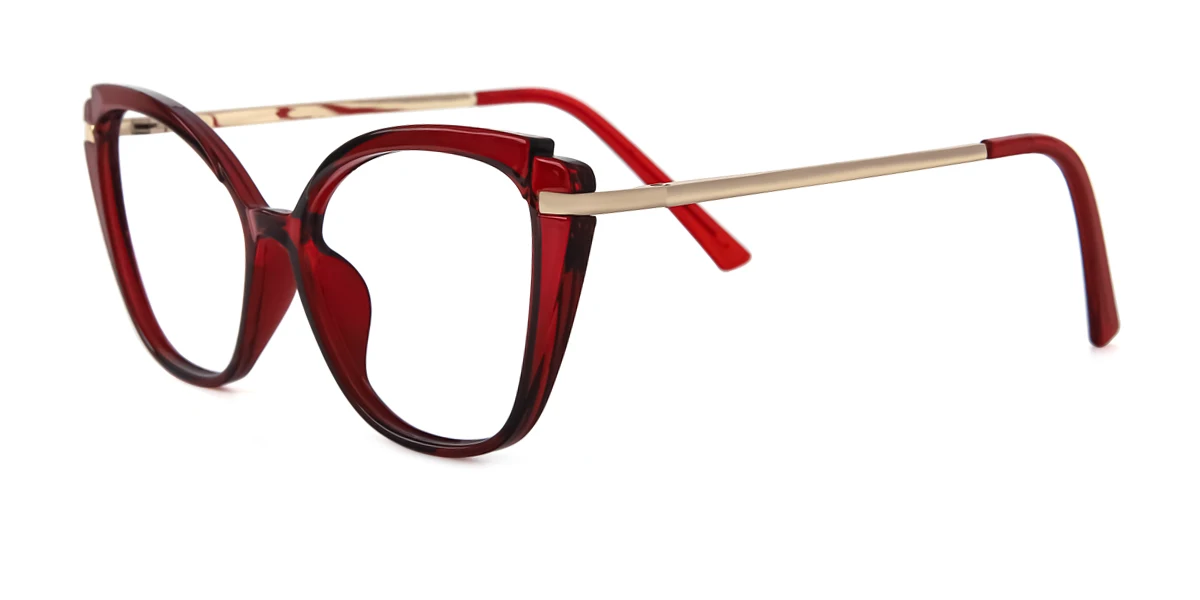 Red Cateye Unique Spring Hinges Eyeglasses | WhereLight