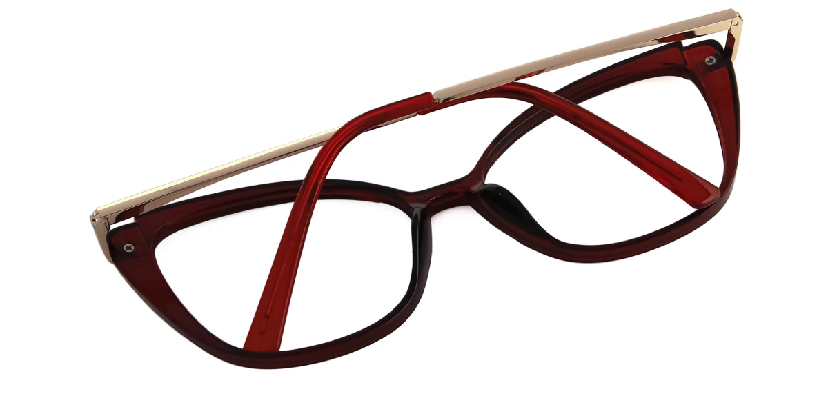 Red Cateye Unique Spring Hinges Eyeglasses | WhereLight